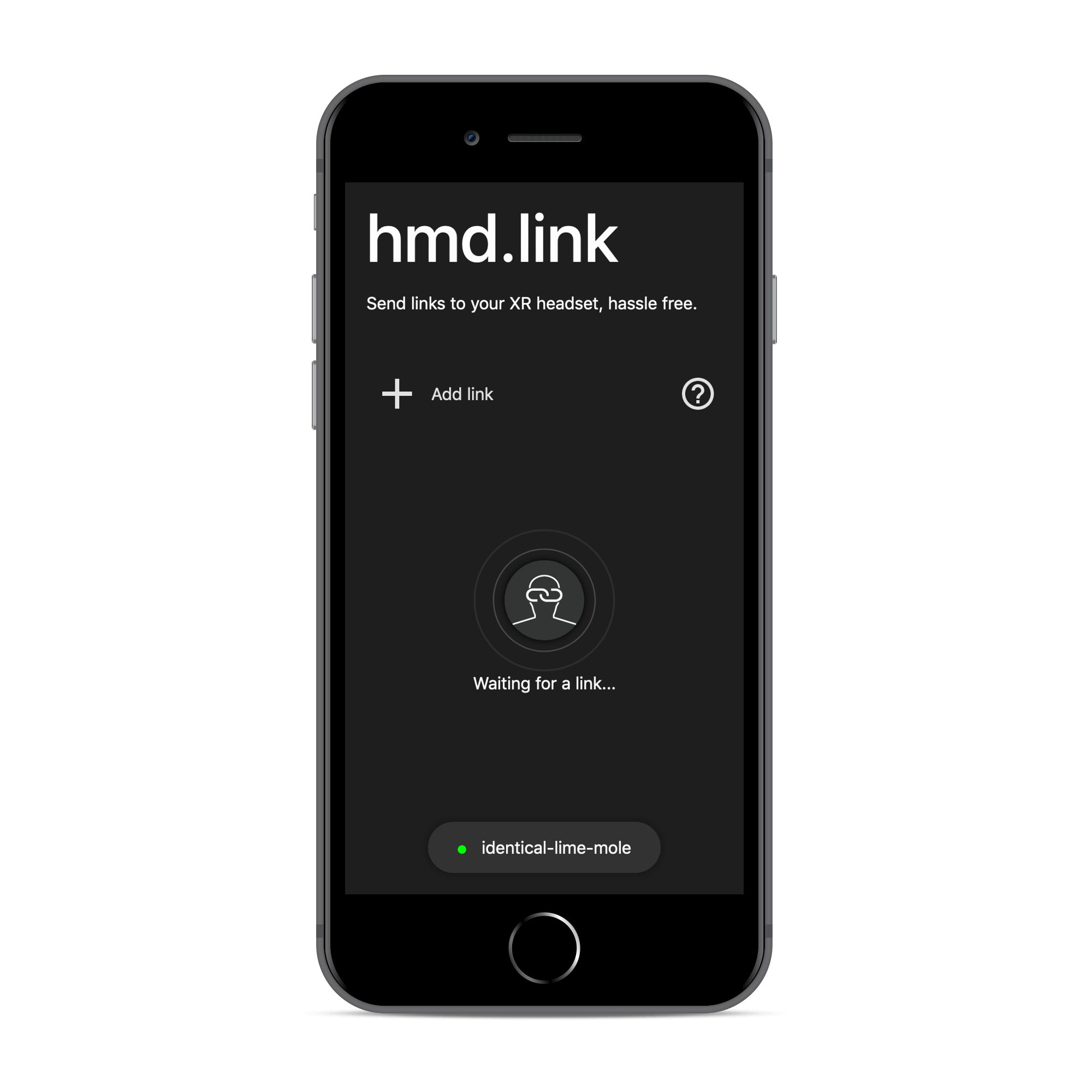 iPhone showing the hmd.link website